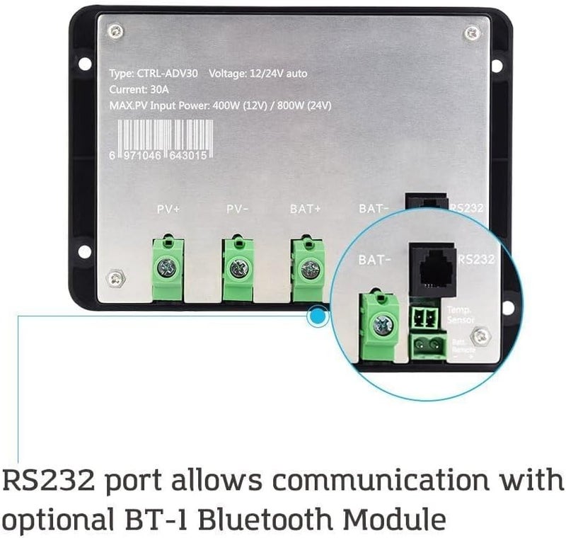 Renogy وحدة تحكم الطاقة الشمسية Adventurer-Li 30A - تصميم مدمج لجدران RV/المخيمات، شاحن PWM تلقائي 12V/24V، شاشة LCD، متوافق مع بطاريات الليثيوم وAGM/جل - Image 5